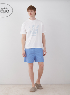 gelato pique春夏男女同款睡裤纯色字母松紧短裤PMFP242358
