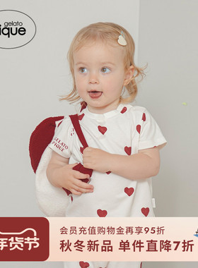 gelato pique25秋冬新品婴儿睡衣爱心满印短袖T恤居家PBCT254476