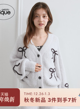 gelato pique25秋冬新品女睡衣万圣节蝴蝶结V领开衫PWNT254026