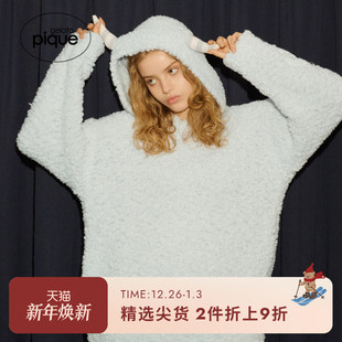 gelato pique秋冬女睡衣毛绒小怪兽宽松连帽卫衣PWNT244037