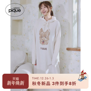 gelato 女睡裙半边绒曲奇狗连帽连衣裙PWNO255151 pique25秋冬新品