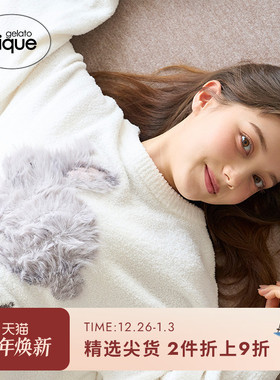 gelato pique秋冬女睡衣兔子半边绒长袖套头衫PWNT245106