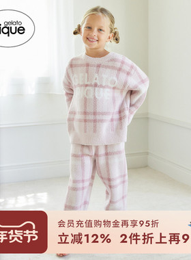gelato pique秋冬儿童睡衣套装格纹套头衫长裤PKNT245463
