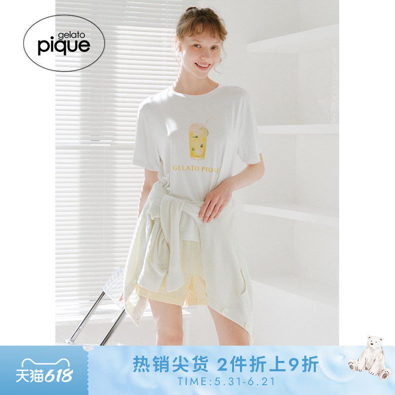 gelato pique春夏女睡裤苏打水渐变系带短裤睡眠本命年PWCP232271
