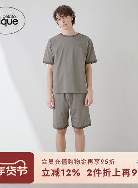 gelato pique25春夏新品男女同款睡裤纯色锁边系带短裤PHCP251964