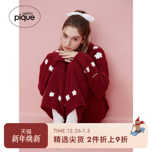 gelato 本命年红繁花半边绒PWNT245183 pique秋冬女睡衣套装