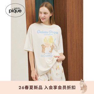 gelato pique26春夏新品女睡衣冰淇淋熊短袖T恤居家PWCT262227