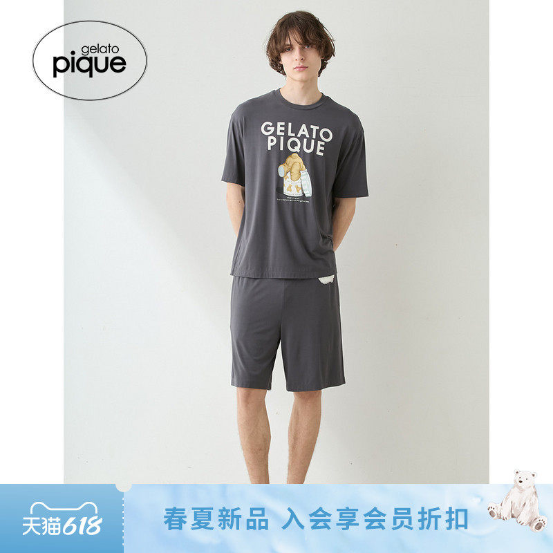 gelato pique26春夏新品男女同款睡衣套装冰淇淋熊短袖PMCT262944