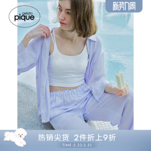 饰系带长睡裤 gelato 女纯色侧开丝带装 新品 PWFP252306 pique25夏季