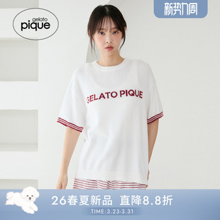 薄绒字母条纹短裤 女睡衣套装 PWNT261123 pique26春夏新品 gelato