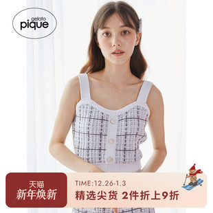gelato 纹吊带背心内搭PWNT245128 pique秋冬女睡衣小香风格