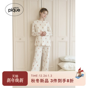 摇摇马小熊满印长袖 女睡衣套装 PWCT255318 pique25秋冬新品 gelato