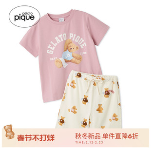 gelato pique25秋冬新品大童睡衣套装运动小熊短袖短裤PJCT254362