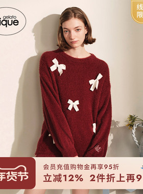 gelato pique秋冬女睡衣套装本命年红蝴蝶结缎带PWNT244125