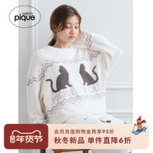 gelato PWNT254033 套头衫 pique25秋冬新品 女睡衣万圣节猫咪长袖