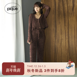 羽毛纱编织系带长裤 女睡裤 居家PWNP255109 pique25秋冬新品 gelato