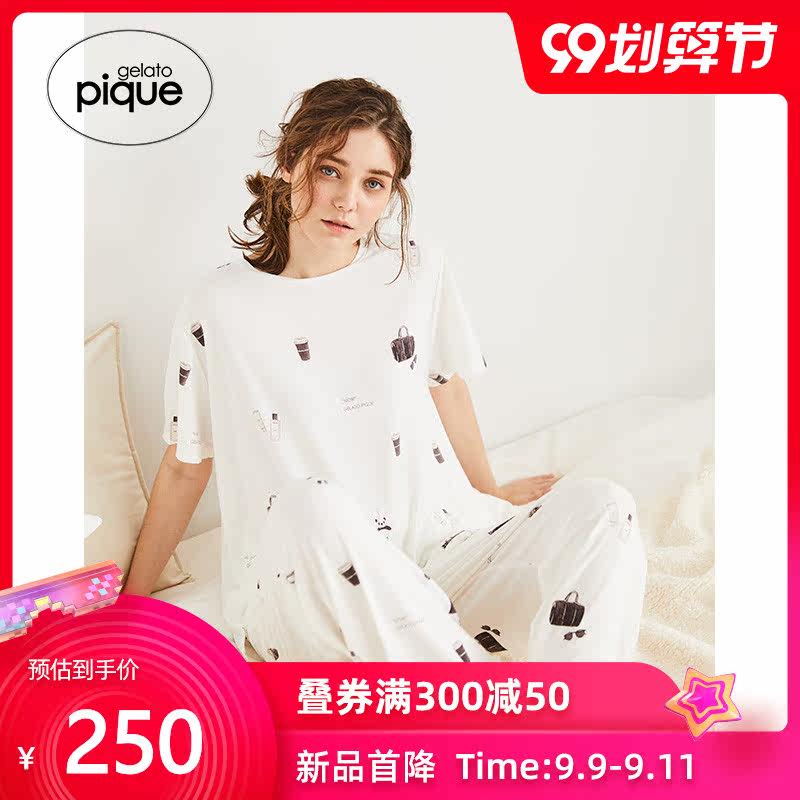 gelato pique2020秋冬新品女上衣可爱印花柔软居家睡衣PWCT204206