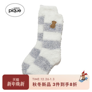 gelato 女袜子刺绣小熊条纹毛绒地板袜PWGS255526 pique25秋冬新品