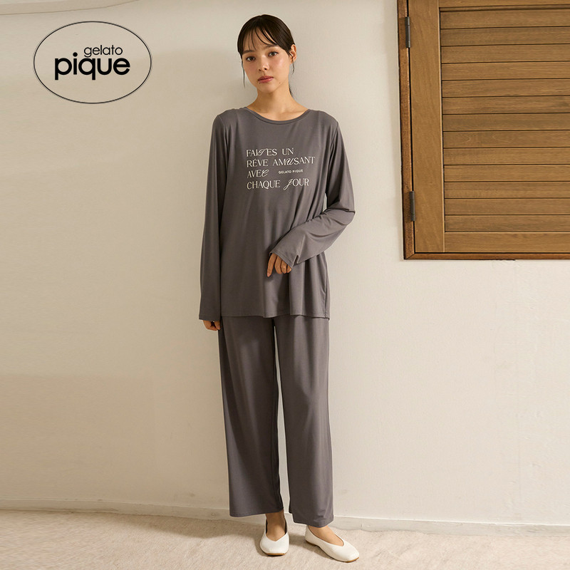gelato pique25秋冬新品女睡裤字母系带宽松长裤家居服PWCP254290 - 实物图