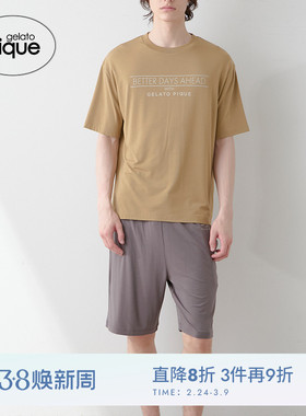 gelato pique25秋冬新品男女同款睡衣套装字母短袖短裤PMCT254918