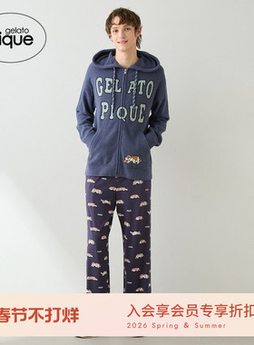 gelato pique26春夏新品男女睡衣半边绒字母小狗卫衣PHNT261918