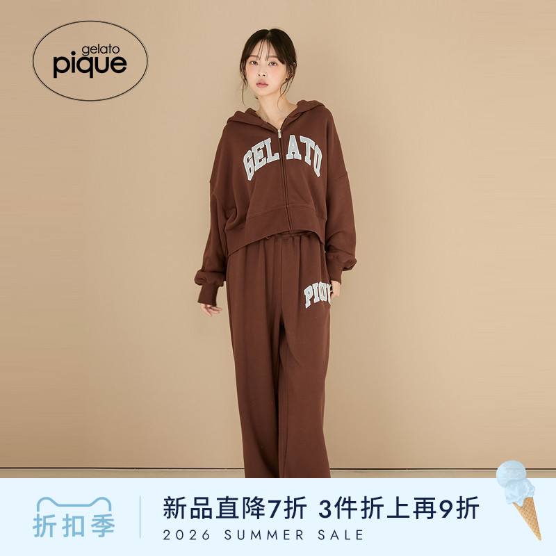 gelato pique26春夏新品女睡裤字母抓绒系带长裤可外穿PWCP261318