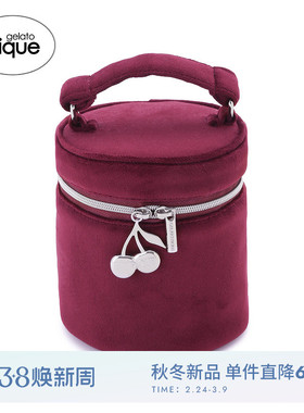 gelato pique25秋冬新品樱桃主题纯色天鹅绒化妆手提包PWGB254546