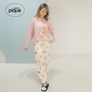 T恤睡衣PWCT254359 女运动小熊印花长袖 gelato pique25秋冬新品