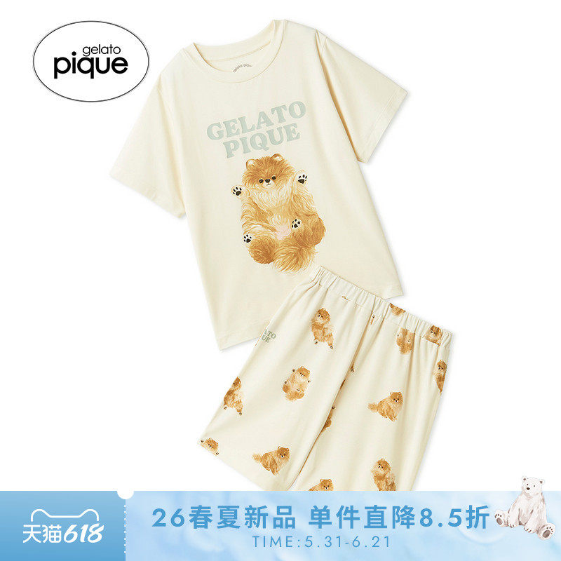 gelato pique26春夏新品大童睡衣套装翻肚皮小狗短袖PJCT261497