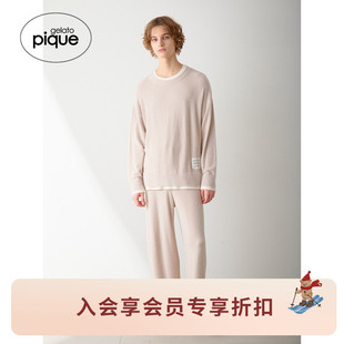 PMNT255092 男睡衣奶昔假两件拼接套头衫 gelato pique25秋冬新品