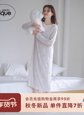 gelato pique25秋冬新品女睡裙动物蛋糕满印连衣裙居家PWCO254372