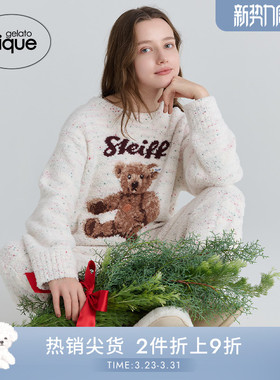 gelato pique25秋冬新品女睡衣半边绒Steiff熊套头衫PWNT255034