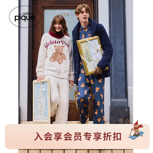 半边绒字母长裤 女睡裤 圣诞新年PWNP255074 pique25秋冬新品 gelato