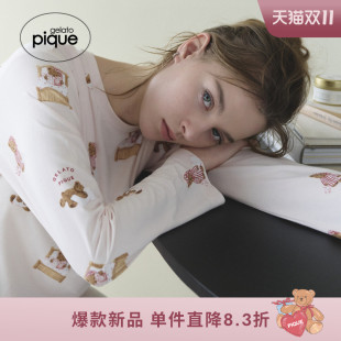 gelato 女睡裙晚安小熊满印连衣裙长裙PWCO254366 pique25秋冬新品
