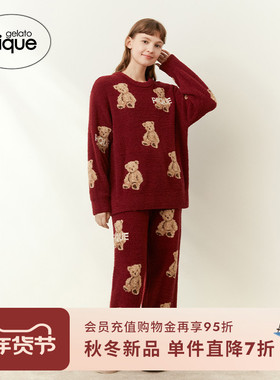 gelato pique25秋冬新品女睡衣本命年红小熊半边绒保暖PWNT235113