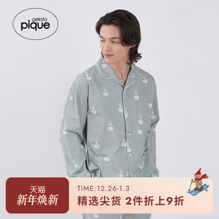 PHFT234981 睡衣纯棉小熊锁边衬衫 gelato pique秋冬男女同款