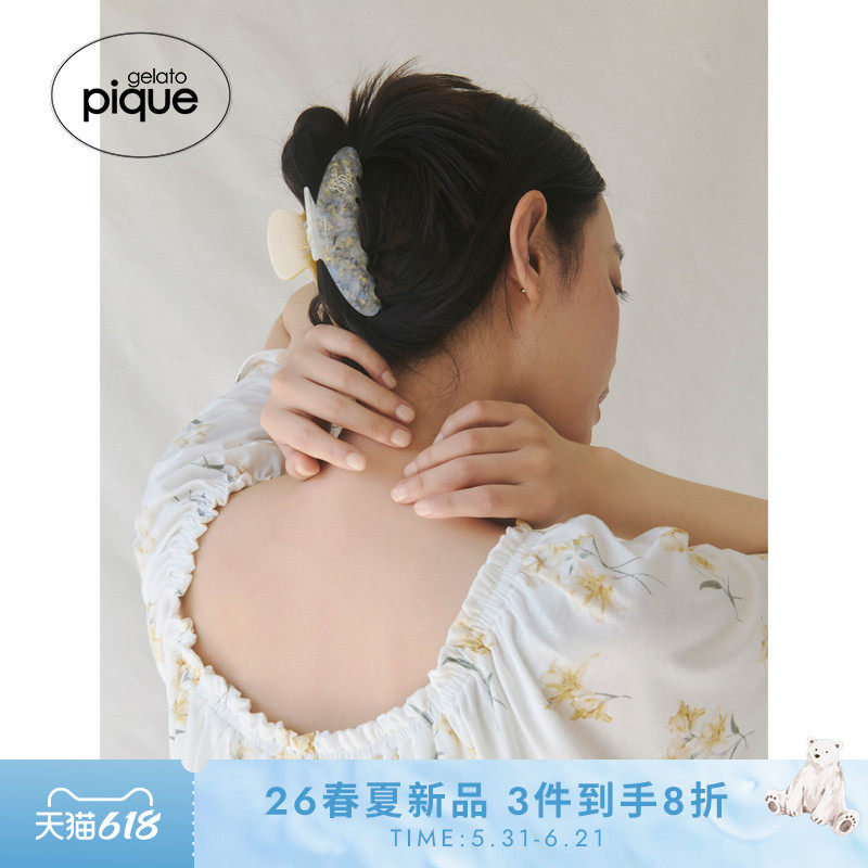 gelato pique26春夏新品女发夹大理石纹拼色抓夹母亲节PWGA262618