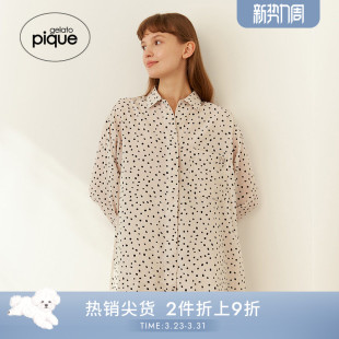 家居服PWFT231361 衬衫 gelato pique春夏女睡衣宽松波点长袖