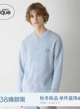 gelato pique25秋冬新品男女同款睡衣纯色华夫格开衫PHNT255929