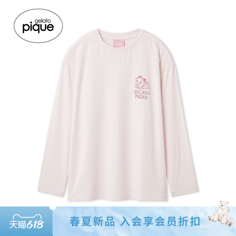 gelato pique26春夏新品女睡衣哆啦A梦印花长袖T恤居家PWCT261208