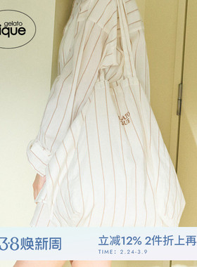 gelato pique春夏女包袋纯色条纹手提托特购物袋PWGB242548