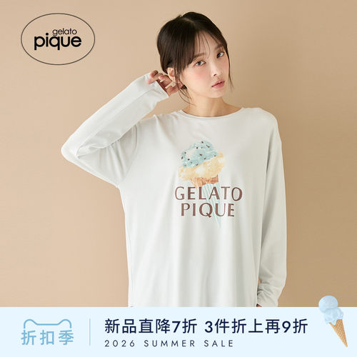 gelato pique26春夏新品女睡衣冰淇淋圆领长袖T恤居家PWCT261264