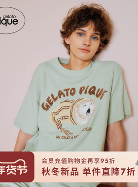 gelato pique25秋冬新品男女同款睡衣睡眠猫短袖家居服PMNT254949