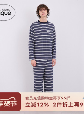 gelato pique秋冬男女同款睡裤条纹系带长裤居家PHCP245962