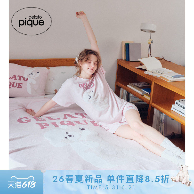 gelato pique26春夏新品毯子半边绒翻肚皮小狗提花毛毯PSGG261847