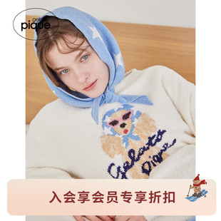 套头衫 女睡衣半边绒头巾狗长袖 PWNT261070 pique26春夏新品 gelato