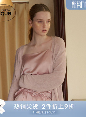 gelato pique25秋冬新品女奶昔纯色纽扣针织开衫PWNT254054