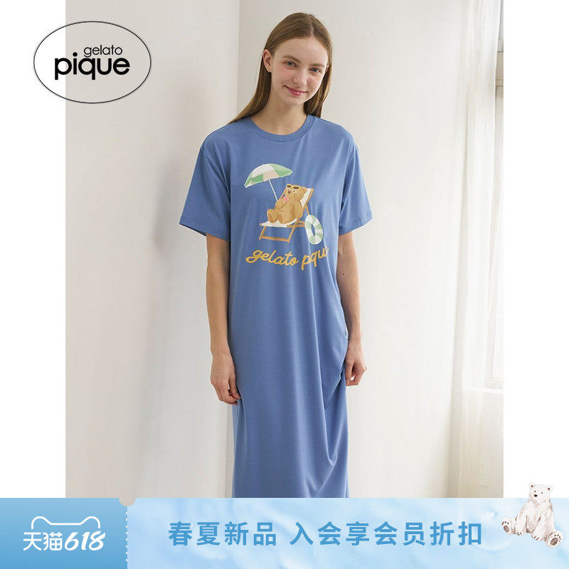 gelato pique26春夏新品女睡裙夏日小熊短袖连衣裙居家PWCO262250