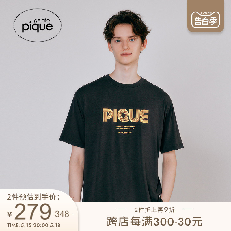 gelato pique24春夏新品男女同款睡衣简约字母短袖T恤PMCT241913 女士内衣/男士内衣/家居服 睡衣上装 原图主图