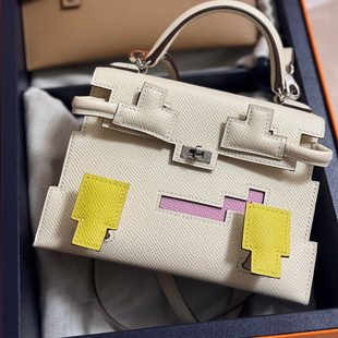 凯莉mini马赛克娃娃包女斜挎手提包进口掌纹swift牛皮卡通女包包